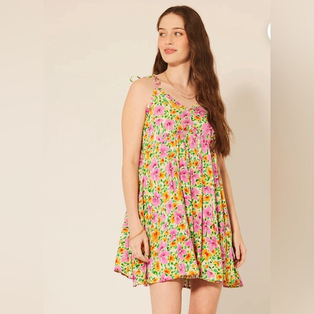 Patrons of Peace Mini Dress Sundress Floral Ruffle Size Medium NEW